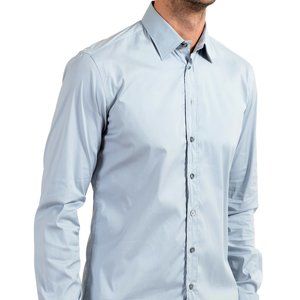 Malo Men's Blue Stretch Long Sleeve Dress Shirt